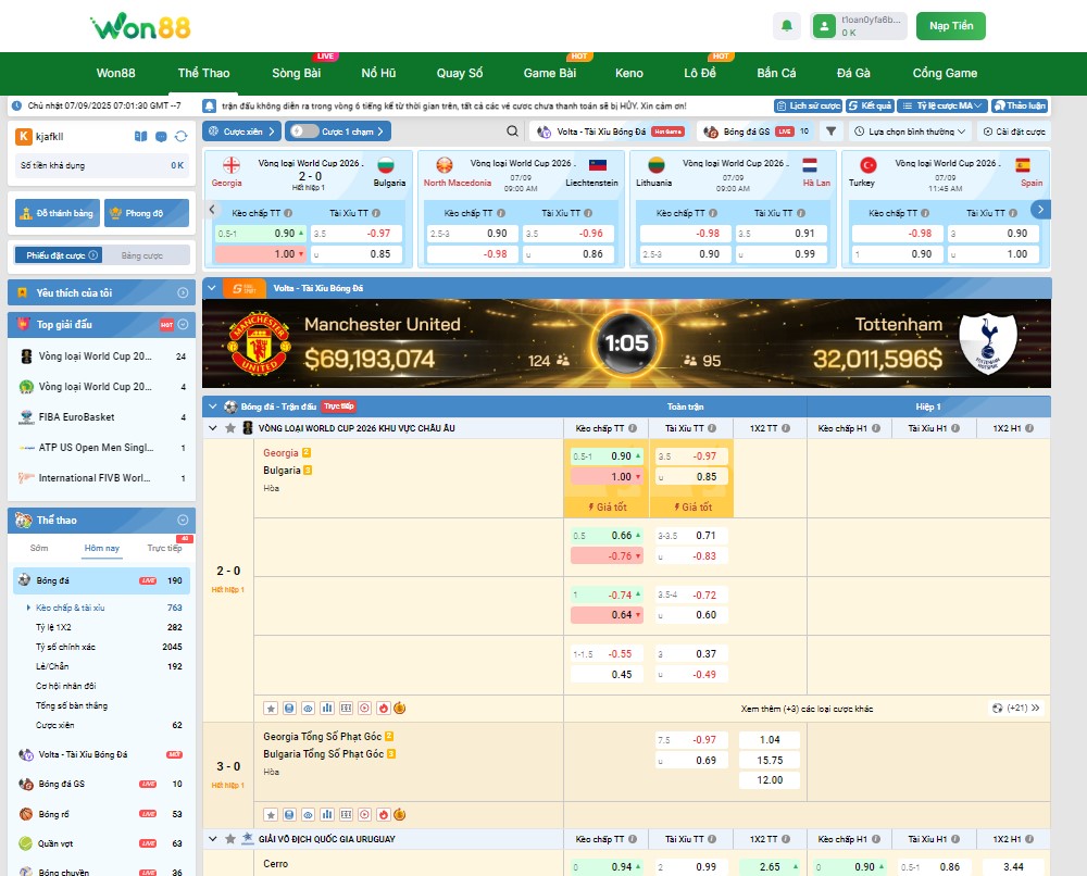 Trải nghiệm cá cược thể thao won88